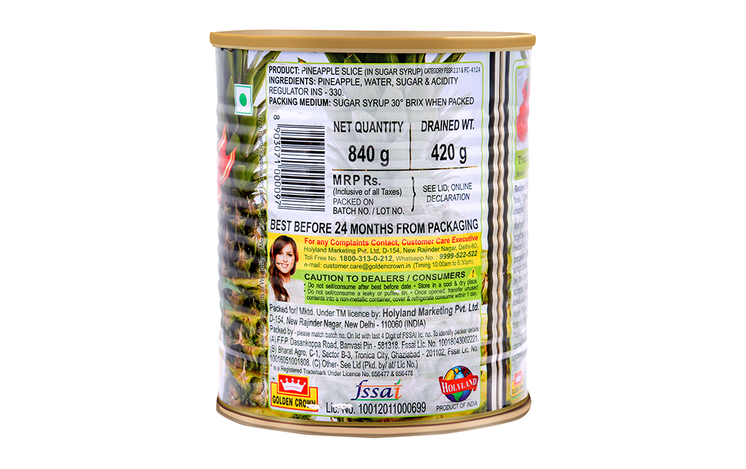 Golden Crown Pineapple Slice    Tin  840 grams